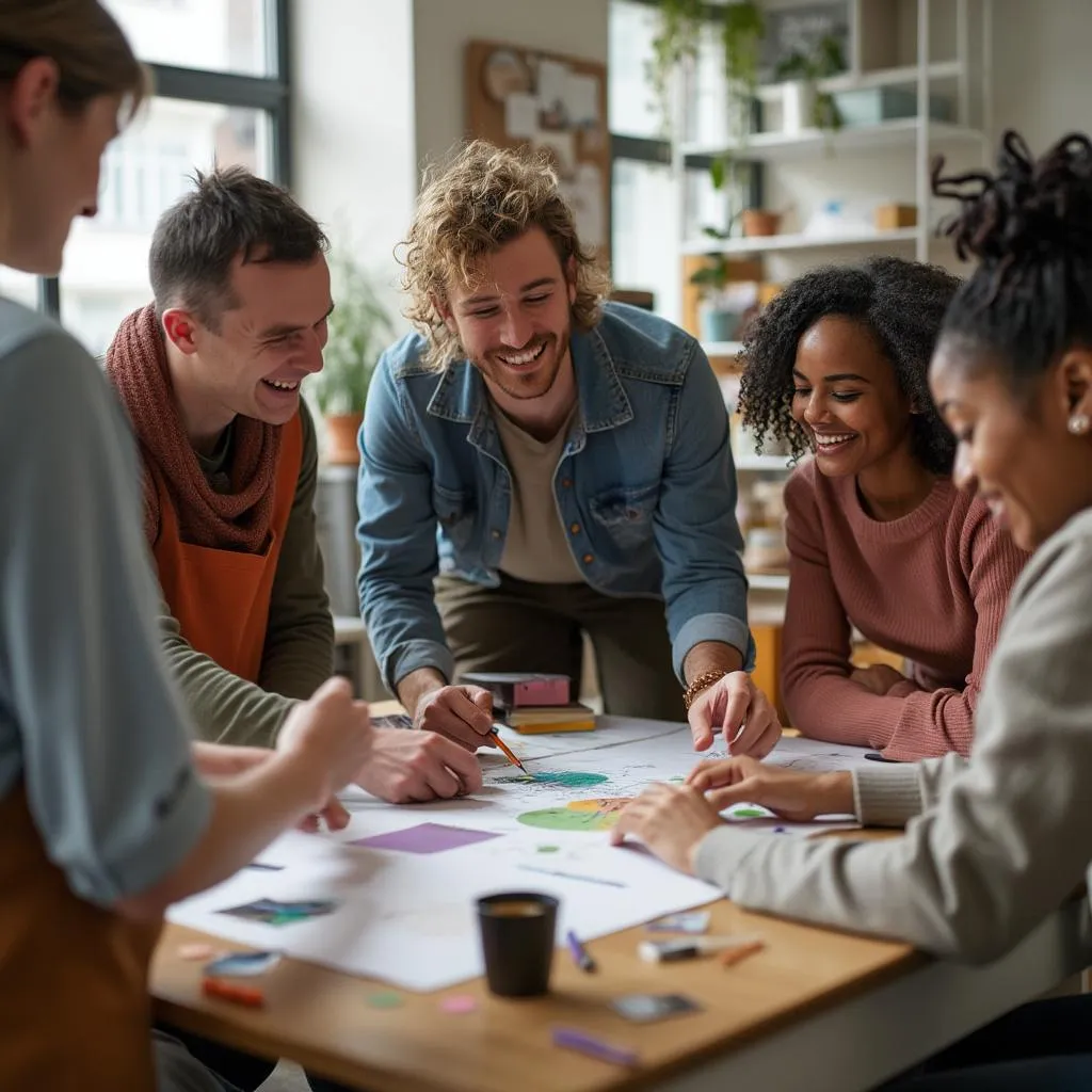 Grupo de personas colaborando en un taller